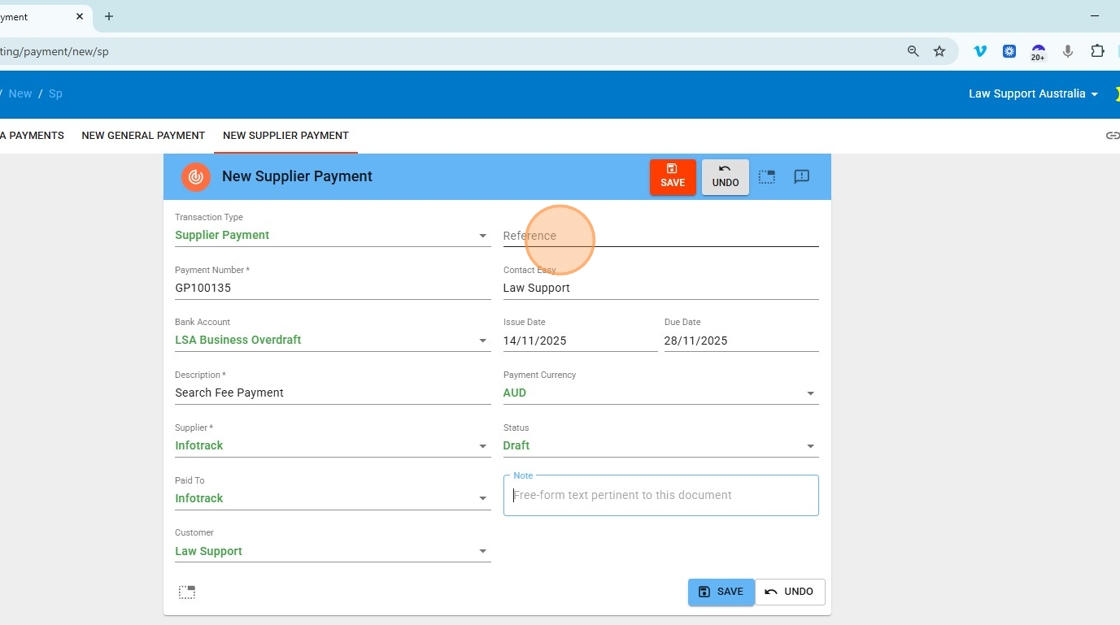 insert supplier reference